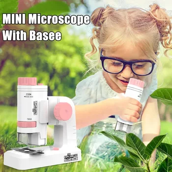 60-200-кратный ручной мини-микроскоп с базовым светодиодным биологическим микроскопом, детский научный инструмент, подарок для детей, игрушки-микроскопы