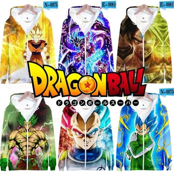 Dragon Ball Z Сон Гоку Супер Сайян Верхняя одежда пальто Хитто ЗЕНОН Толстовки Вегета Негабаритные тонкие костюмы с капюшоном