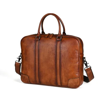 Винтажные горизонтальные мужские портфели, сумка из натуральной кожи, 15-дюймовый ноутбук, большая вместительная мужская сумка-мессенджер через плечо
