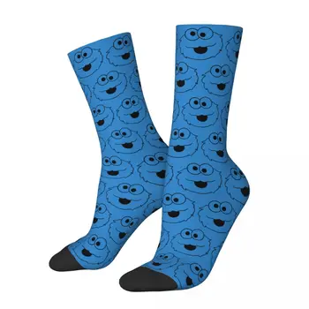 Зимние теплые ретро мужские и женские носки Cookie Monster Face, дышащие баскетбольные носки