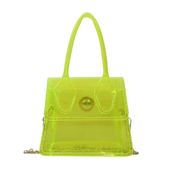 Маленькая квадратная сумка прозрачного желеобразного цвета, женская сумка через плечо из ПВХ, женская прозрачная сумка через плечо, модная сумочка 517D